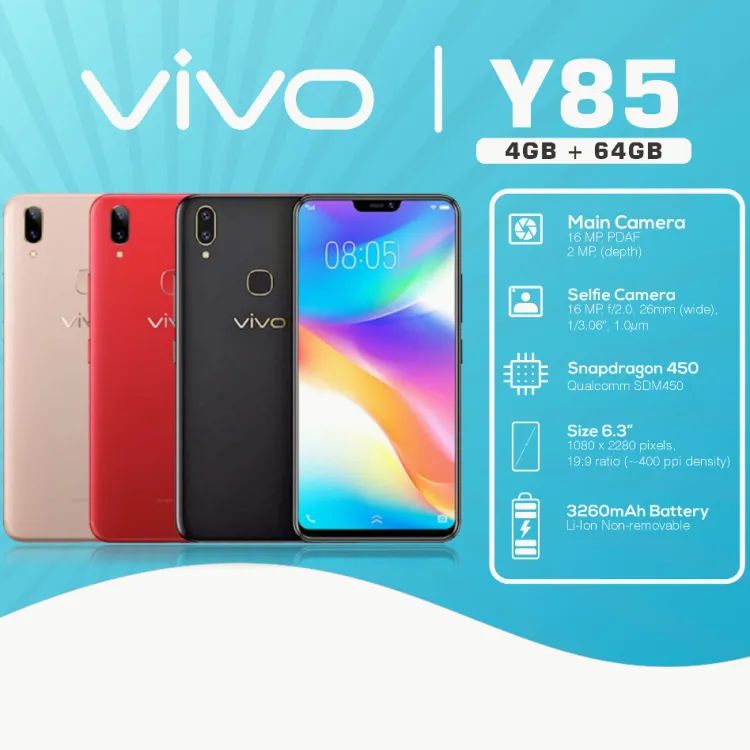 Vivo Y85 4gb Ram 64gb Rom Face Id, Fingerprint Dual Sim Approved Exclusive Deal