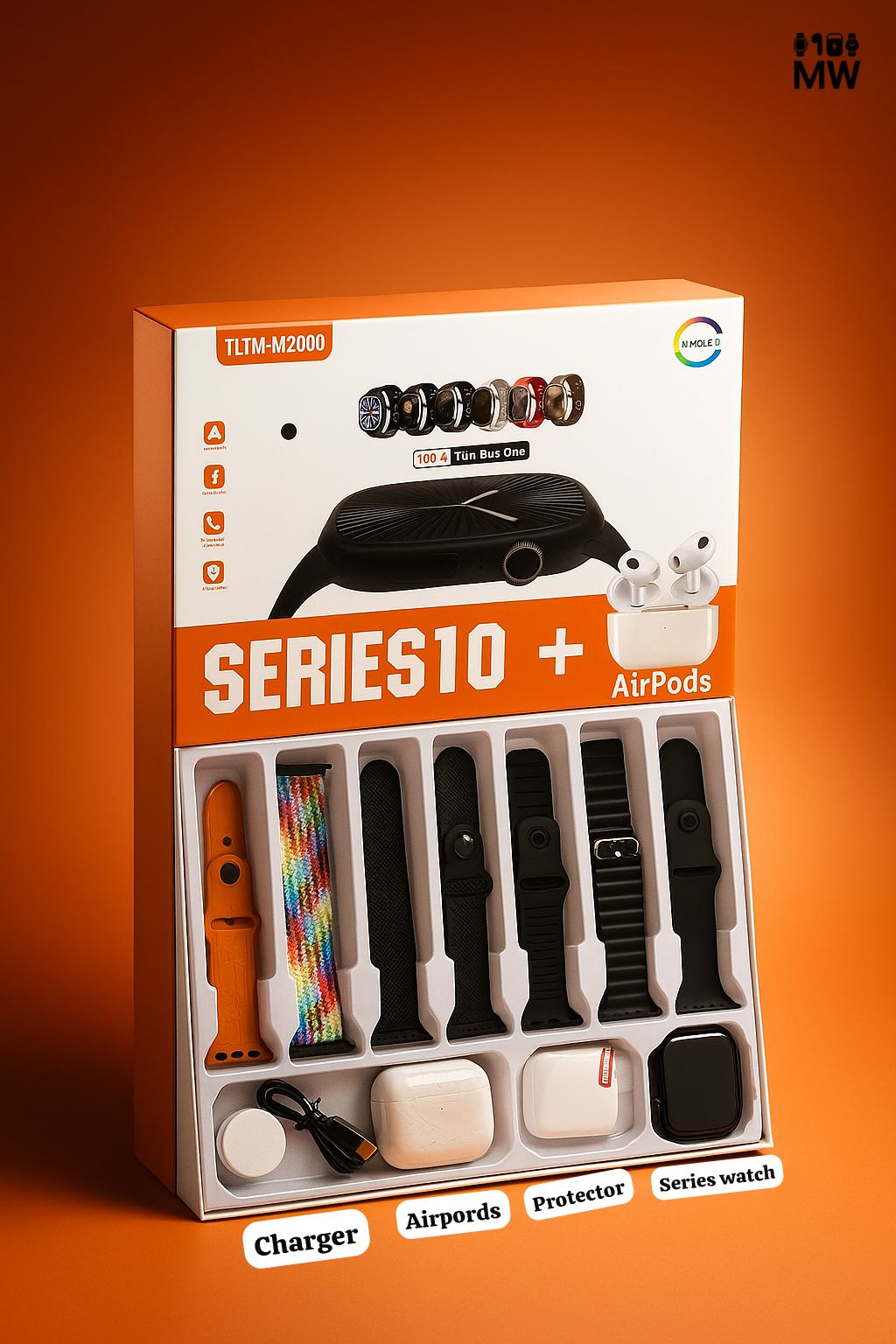 Series10 7/1+Airpords Combo Smart Watch with charger and protector (Gift Box  For Him&Her) 🎁 (Box Pack) (Random Colours) Latest Model