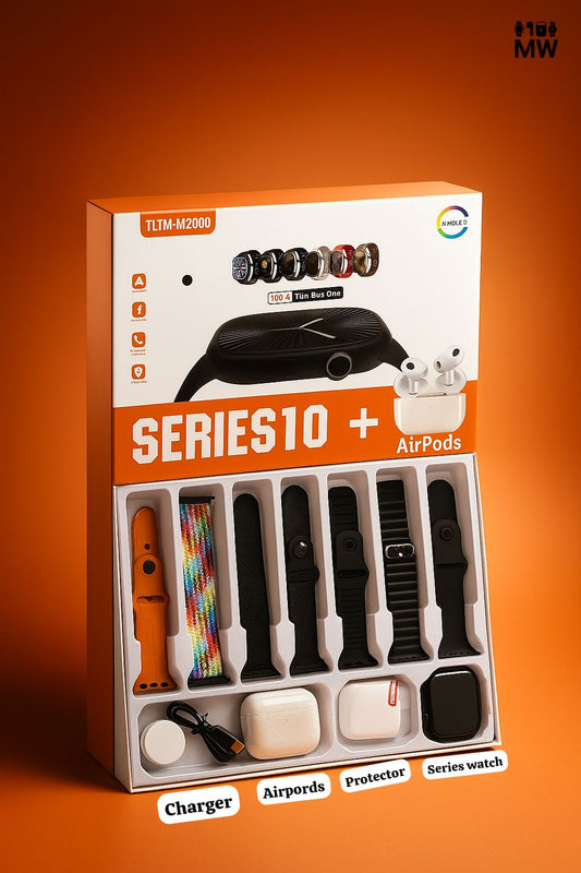 Series10 7/1+Airpords Combo Smart Watch with charger and protector (Gift Box  For Him&Her) 🎁 (Box Pack) (Random Colours) Latest Model
